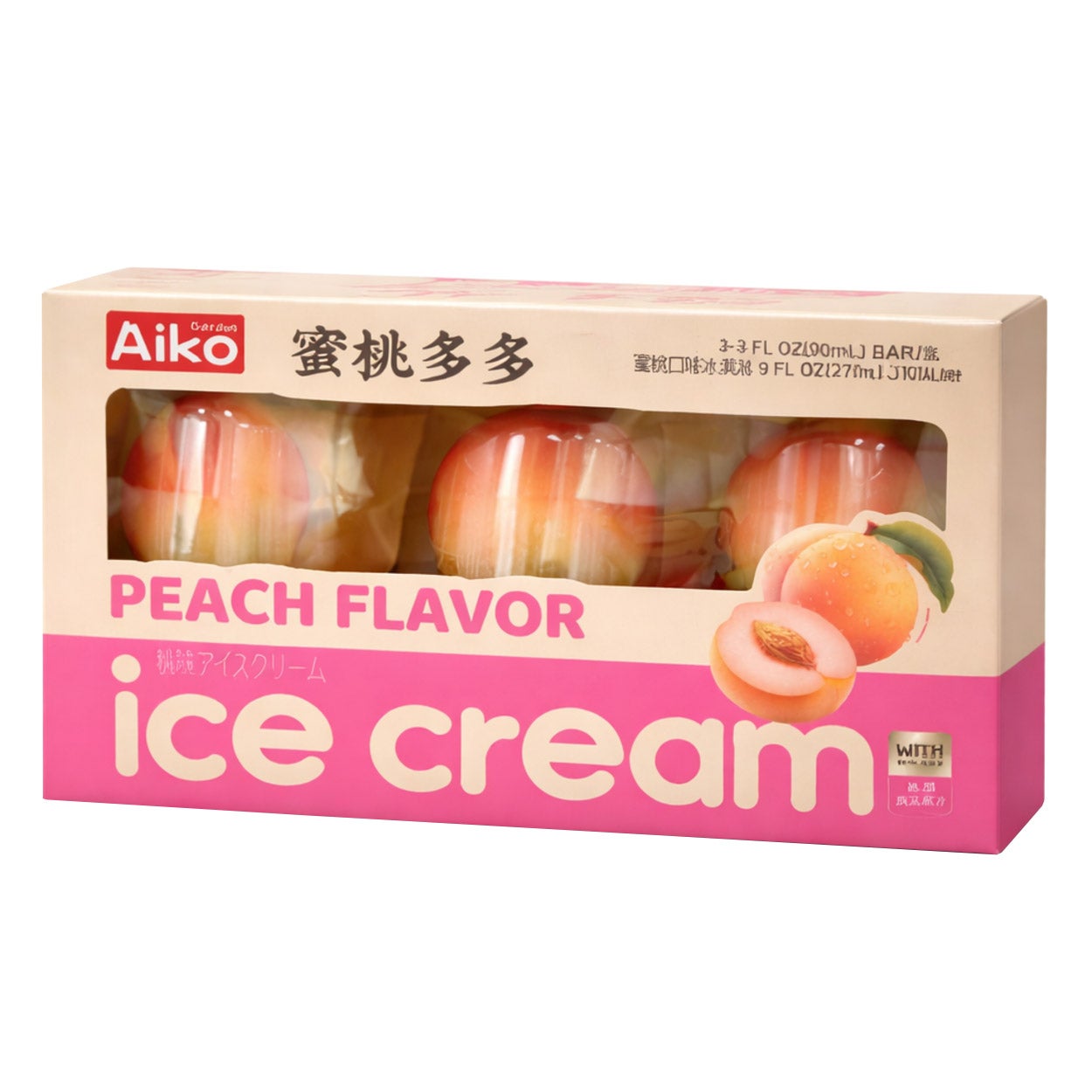 Peach Fruit Shape Ice Cream - 24 Count Case